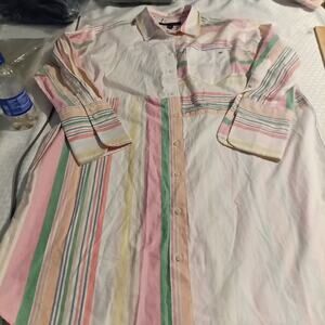 Tommy Hilfiger women striped shirt dress in a multi-color Peony Combo Design S/P